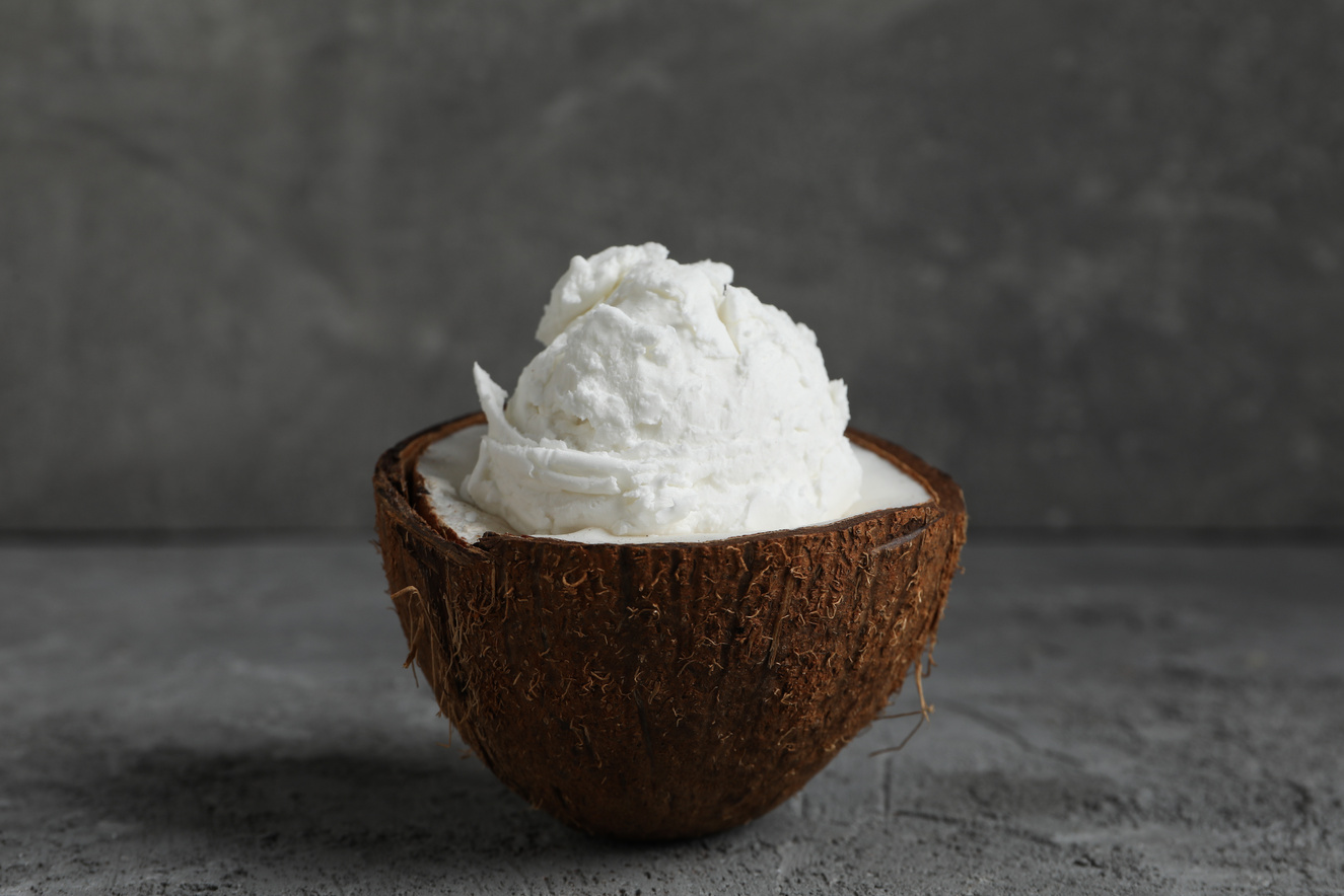 Summer dessert - ice cream, ice cream with coconut