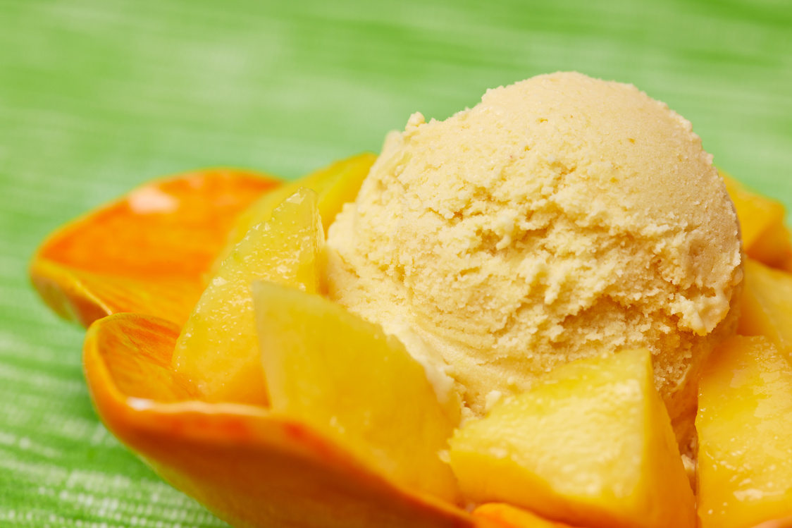 Homemade Mango Ice Cream with Mangos